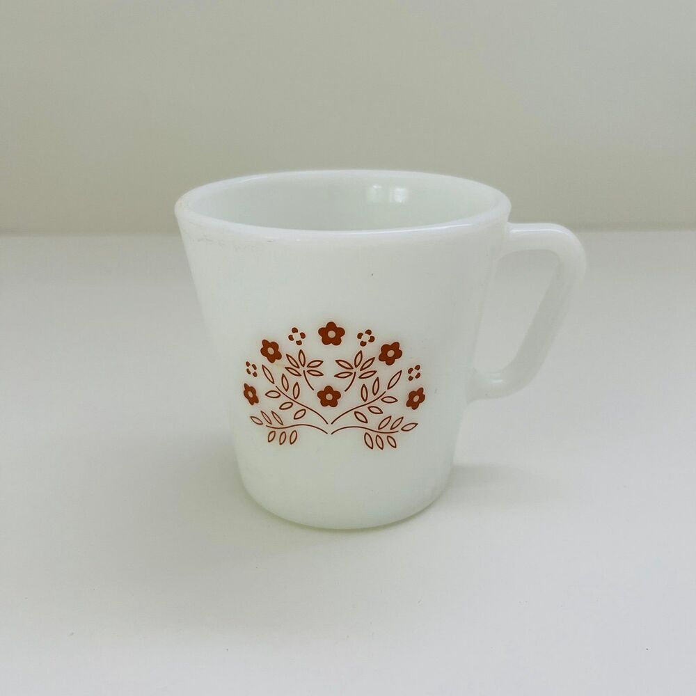 PYREX Milk Glass Summer Impressions 1410 D Handle Coffee Mug Cup
